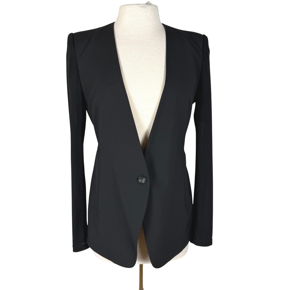 Helmut Lang NY Archival Wool Asymmetric "Smoking Tux" Blazer Black Size 10 EUC